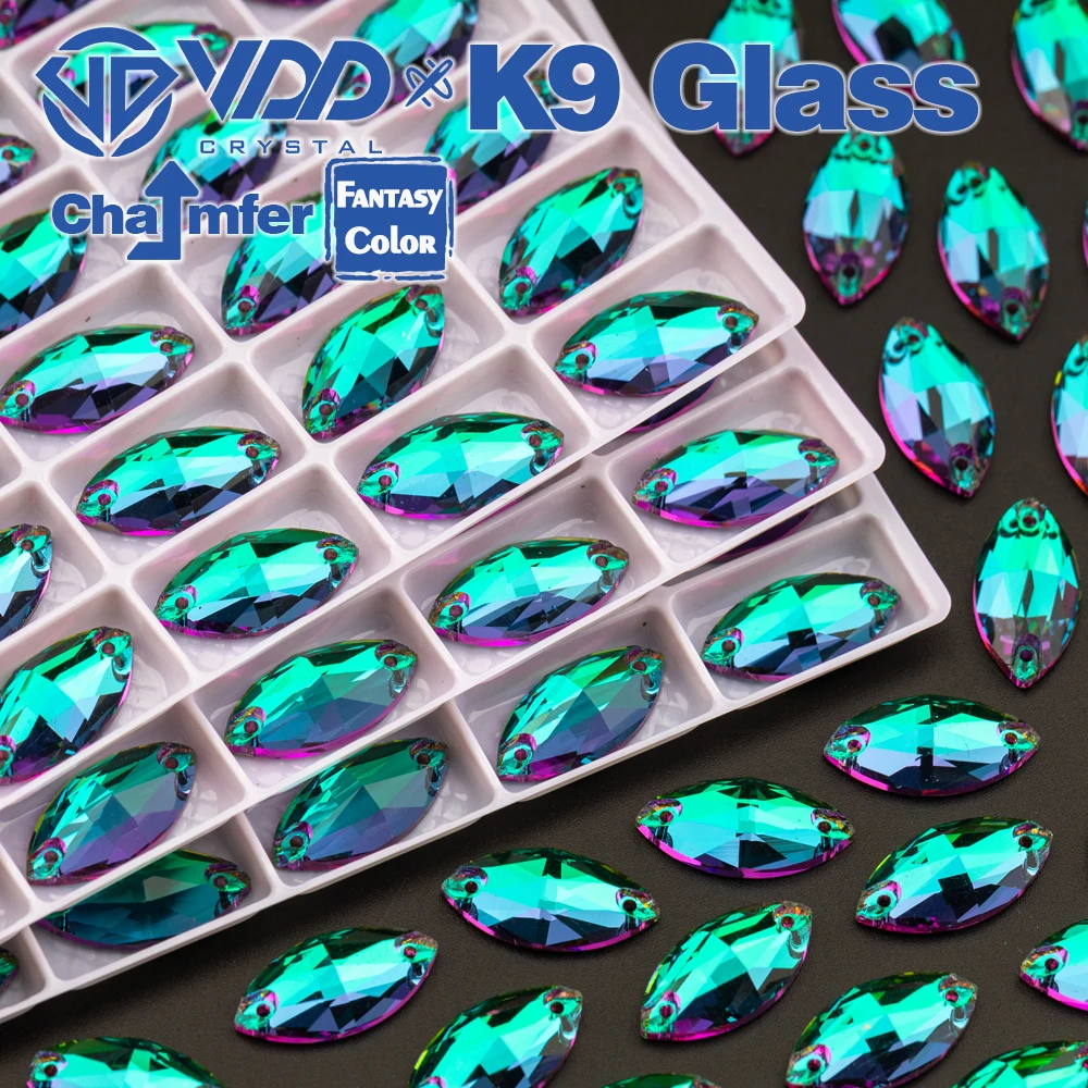 VDD Navette 9x18mm 36Pcs Heliotrope Color Top Quality K9 Glass Sew On strass Sewing Crystal Flatback per la decorazione dell\'indumento