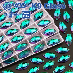 VDD Navette 9x18mm 36Pcs Heliotrope Color Top Quality K9 Glass Sew On Rhinestone Sewing Crystal Flatback For Garment Decoration