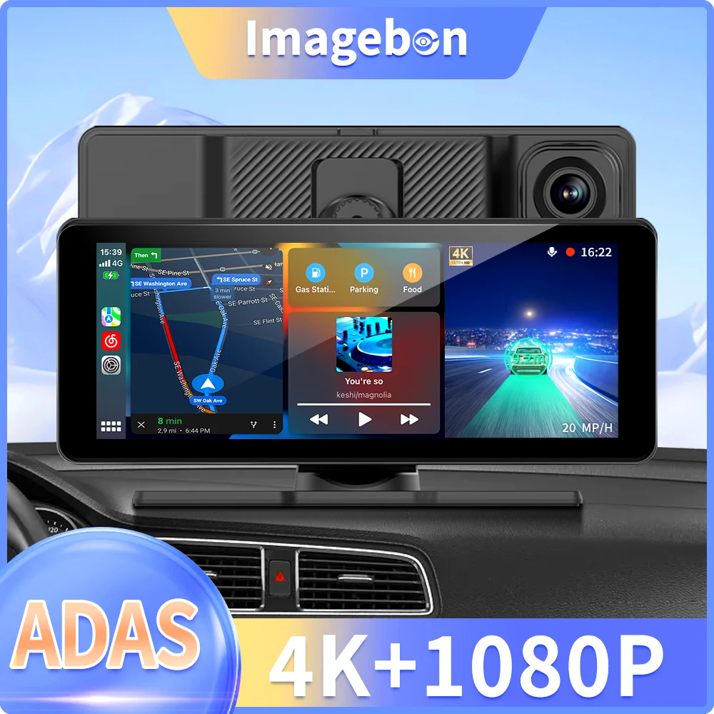 

Видеорегистратор Imagebon 6.86" HT686 Pro 4K ADAS с беспроводным CarPlay и Android Auto, включение за 5 секунд, Bluetooth, FM, GPS-навигация