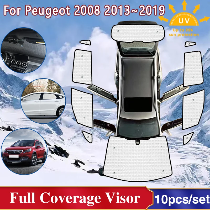 For Peugeot 2008 Accessories 2013 2014 2015 2016 2017 2018 2019 Car Windshield Sunshades Sun UV Protection Visor Car Accessories