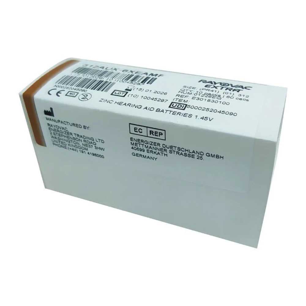 120 Stuks A312 Rayovac Extra Prestatie Hoortoestel Batterijen 1.45V 312 312a A312 Pr41 Zink Lucht Batterij Voor Itc Ric Hoortoestellen