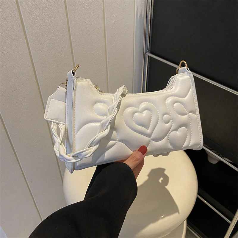 Shoulder Bags 2023 New Trend Fashion Simple Women's Bag Solid Color PU Embossed Messenger Bag Small Mini Phone Pouch All-match