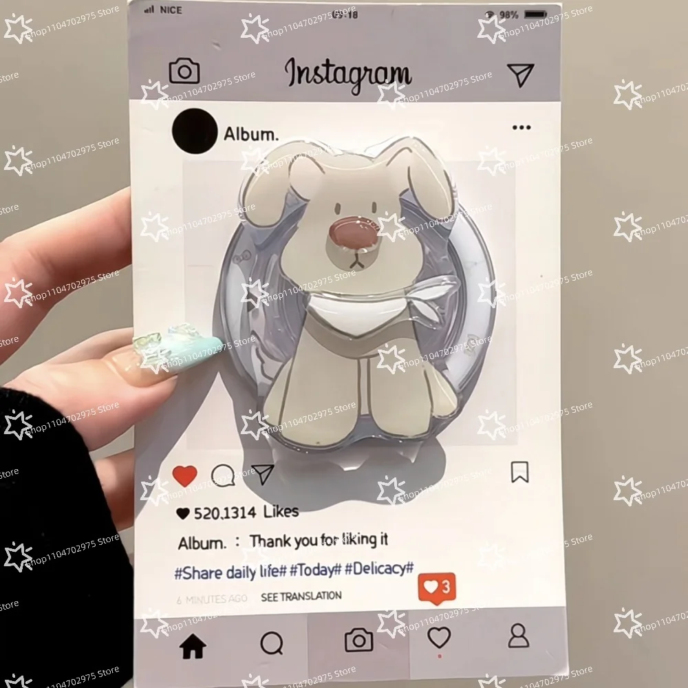 

INS Cute Cartoon Scarf Puppy For Magsafe Griptok Holder Phone Finger Ring Stand Support For iPhone 16 Samsung Girl Bracket