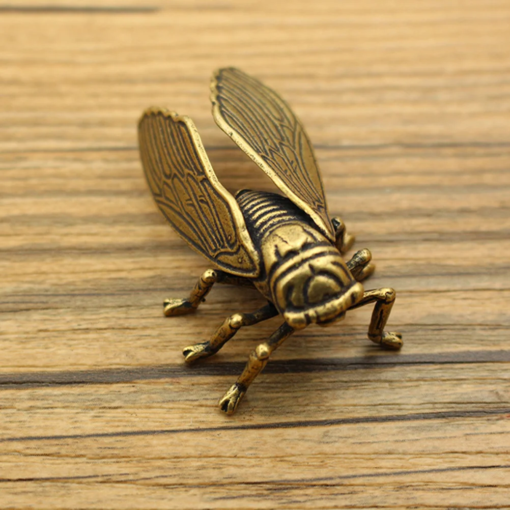 

2Pcs Brass Cicada Ornaments Retro Vintage Desktop Decor Creative Small Brass Decoration Indoor Outdoor Tabletop Accessories