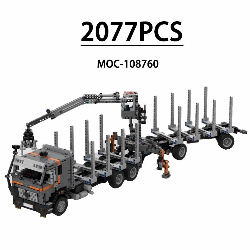 Building Blocks 1632 Timber Truck Model MOC-108760 Assembly Timber Trailer 2077pcs Kids Christmas Gifts