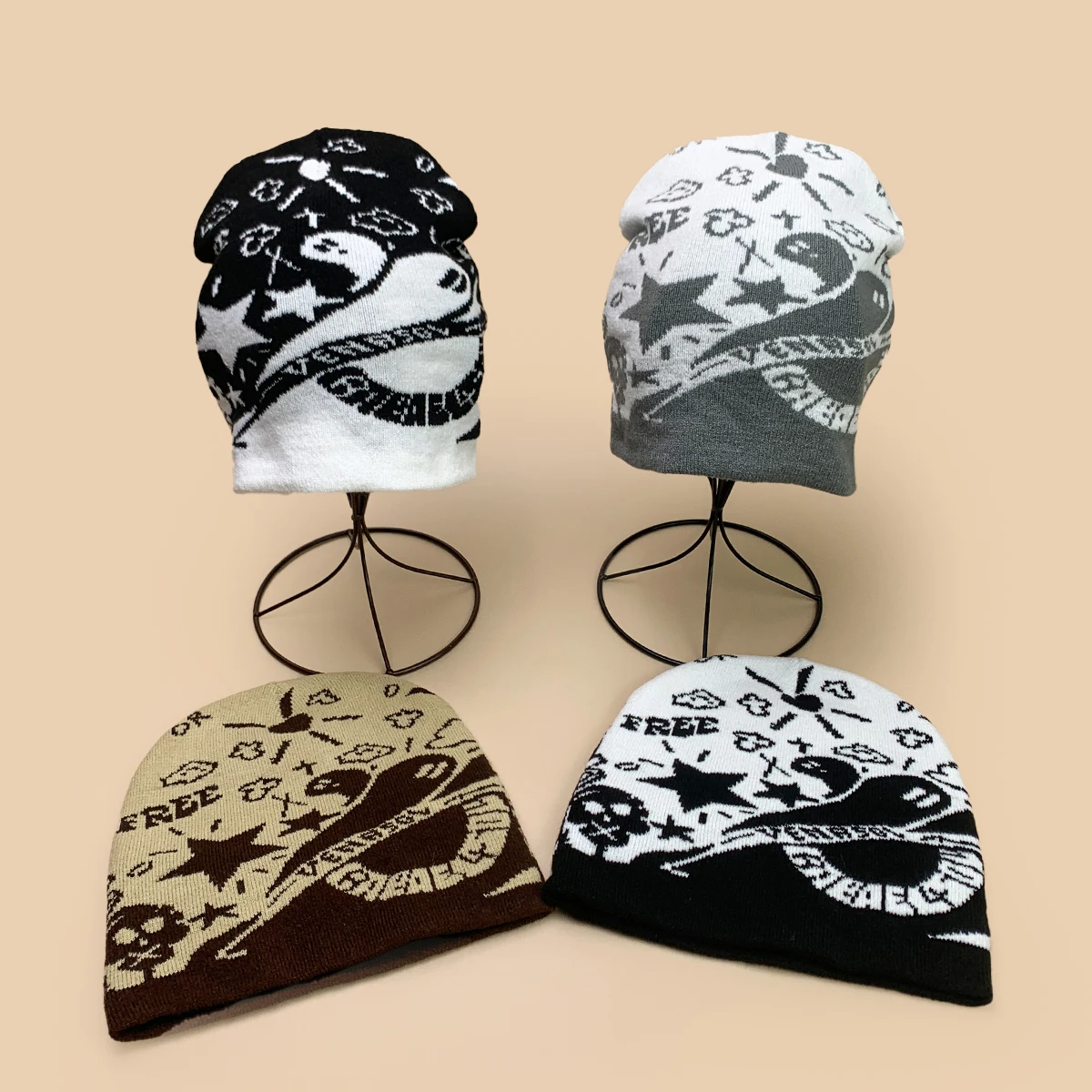 

Halloween Jacquard Ghostly Skull Star Knitted Hats New Men Women Warm Funny Fashion Personal Outdoor Versatile Casual Beanies