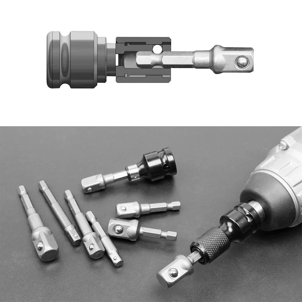 Drill Socket Adapter Kit Impact Drill Extension Bit Socket Adapter Kit 1/4\'\' 3/8\'\' 1/2\'\' Square Head 1/4\'\' Hex Shank Drill Tools