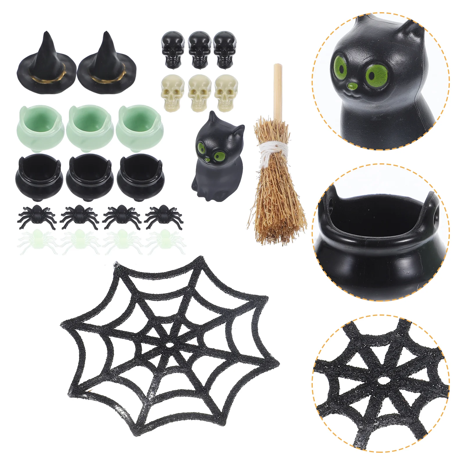 Miniature Cauldron Dollhouse Halloween Home Decor Tiny Toys Props Fairy Figurines