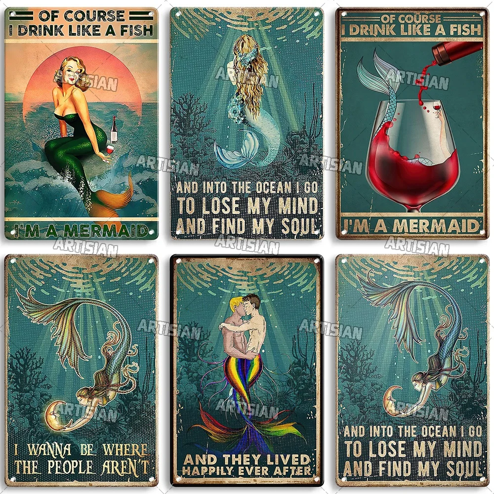 Artisian Girl metalowy plakat syrenka znak blaszany Ocean dekoracyjna tablica dekoracje ścienne garaż Bar Pub Club Hotel kuchnia dom człowiek jaskinia — zdjęcie 4