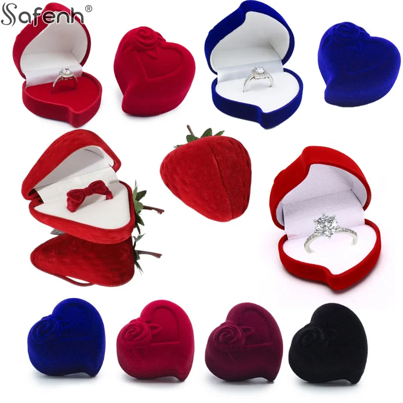 

1PC Velvet Popular Strawberry Jewelry Box Cute Jewelry Boxes Ring Flocking Storage Box Fashion Earring Jewelry Box Birthday Gift