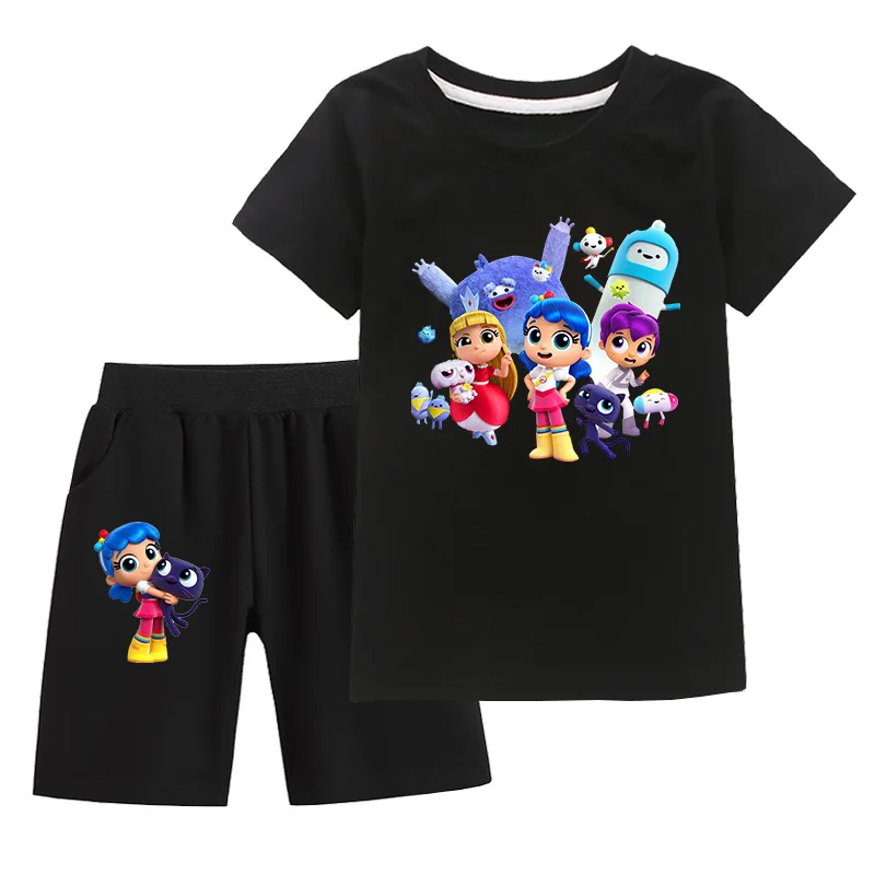 New Summer Baby Girls True and the Rainbow Kingdom Print Anime T-shirt Short Suit Cartoon Cotton Casual Fashion Clothing Set