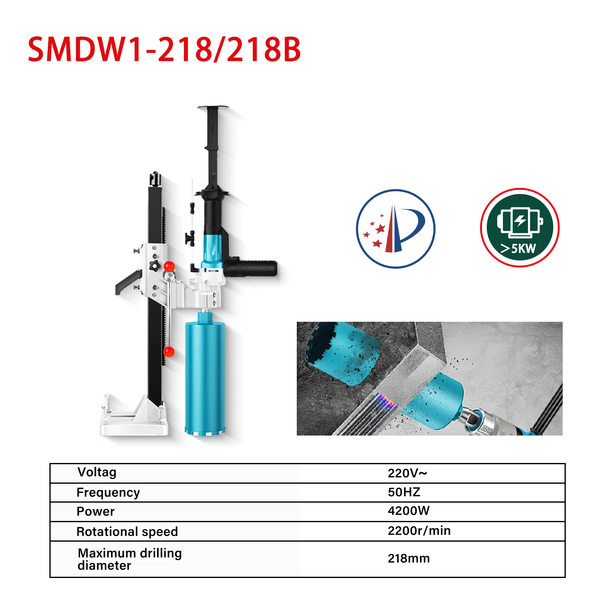 SENMINE Brushless High Power Handheld Diamond Driller Borehole Electric Coring Machine Concrete Core Drilling Machine