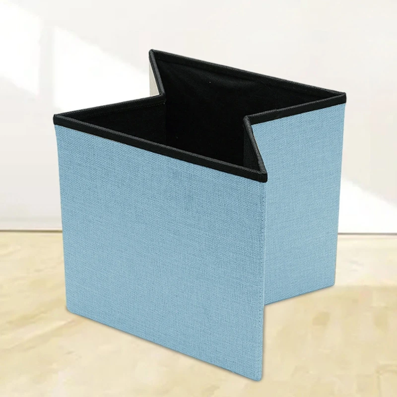 A0KE 25cm Folding Square Stool Storage Cube Padded Seat Multifunction Solid Color Bench Sofa Foot Rest Chair Toys Organizer