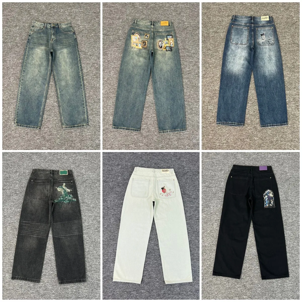 

Faionable Casual Embroidered Straight Leg Jeans High Street Sle Denim Trousers for Teens Straight Cut Loose Fit Jeans