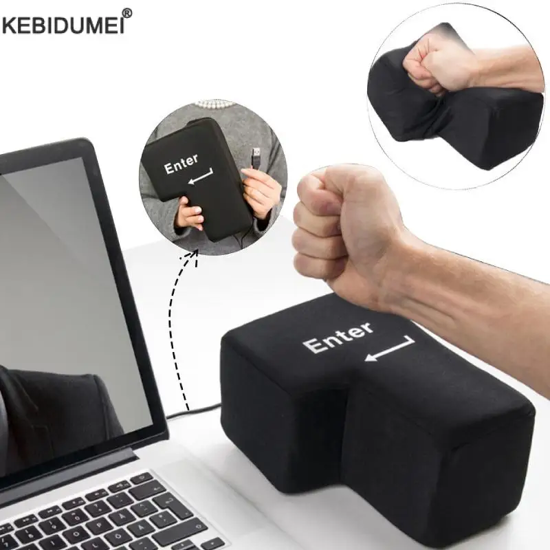 Creative Anti-Stress Computer Huge Enter Key Big USB Keyboard Vent Button Pillow Desktop Stress Reliever Cushion USB Enter Key