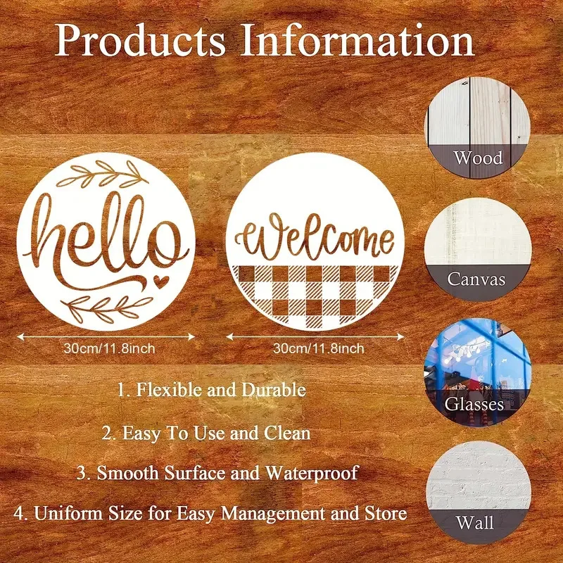 9Pcs/Set Large 30cm Welcome Round DIY Layering Stencils Wall Painting Scrapbook Coloring Embossing Album Decorative Template