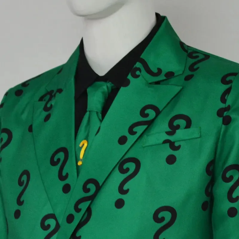 

A2025 New Halloween Carnival Clothes Villains Riddler Cosplay Costume Joker Outfit with Hat Adult Men Green Jack ★ HAxiba.