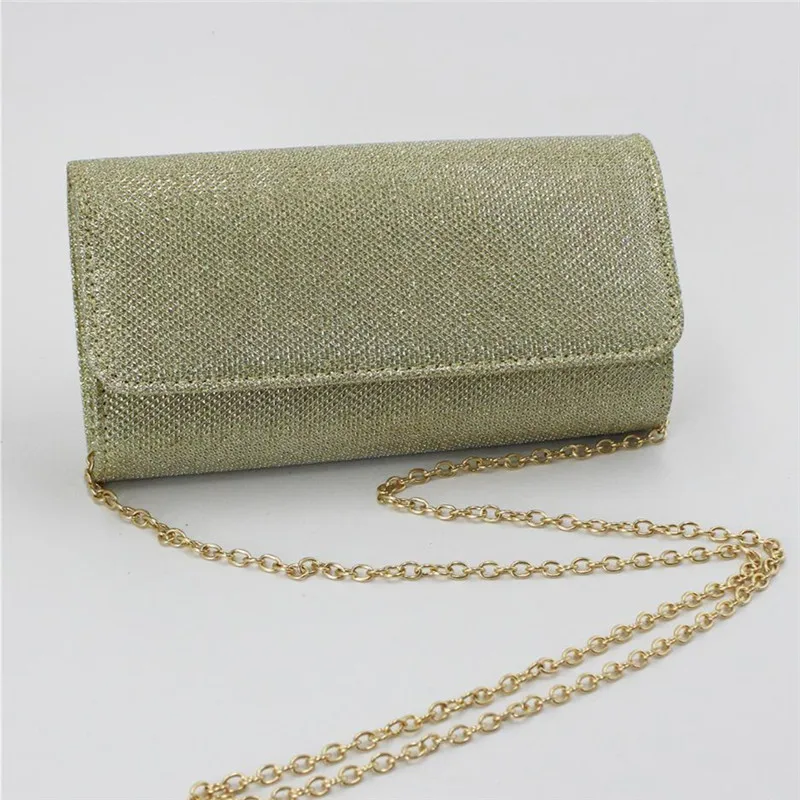 

Glamorous Gold Glitter Evening Clutch, Small Flap Crossbody Purse with Detachable Chain Strap for Prom Weddings Shoulder Purse