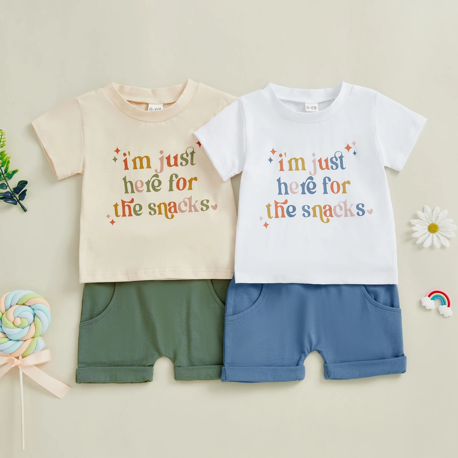 Citgeett Summer Toddler Baby Boys Outfits Letter Print Short Sleeves T-Shirt Hem Elastic Shorts Set Clothes