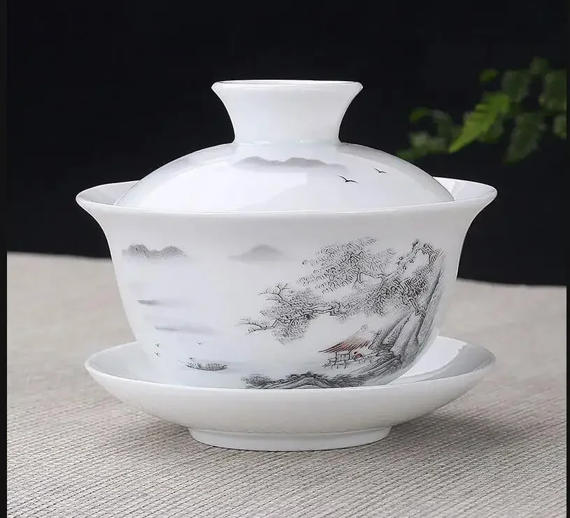 Jingdezhen Ceramic Gaiwan Teacup handmade Tea Tureen Boutique bowl Chinese Porcelain Teaware Accessories Drinkware