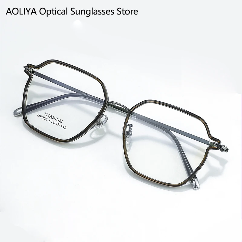 ALICIA Luxury Ultra light TR90 Pure Titanium Fashion Retro Polygon Spectacle Full Frame Optical Prescription Frames Woman Men