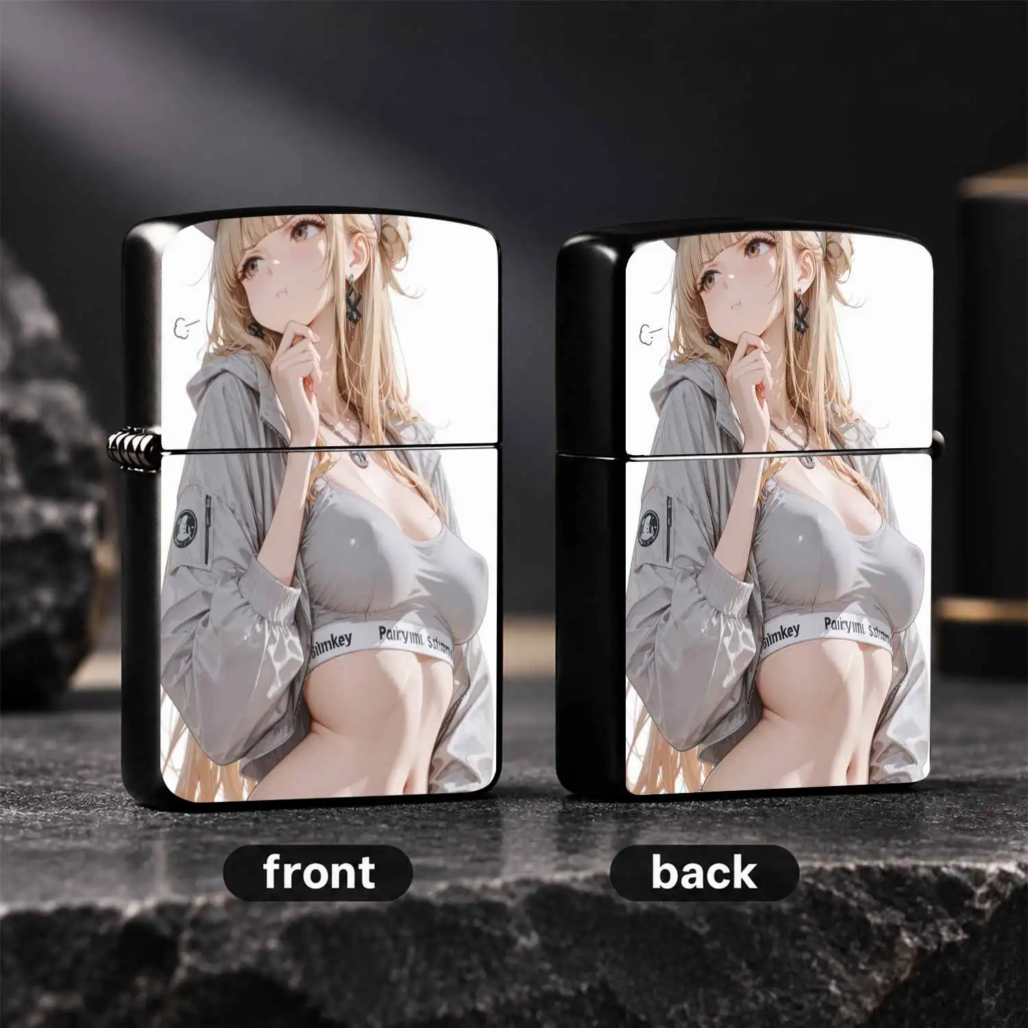 Creative Anime Blonde Girl Pattern Lighter Stylish Trendy Illustration Themed Portable Igniter Versatile Accessory For Daily Outdoor Home Use Exquisite Decorative Gift For Anime Fans Unique Collectible Present For All Occasions A Humorous A