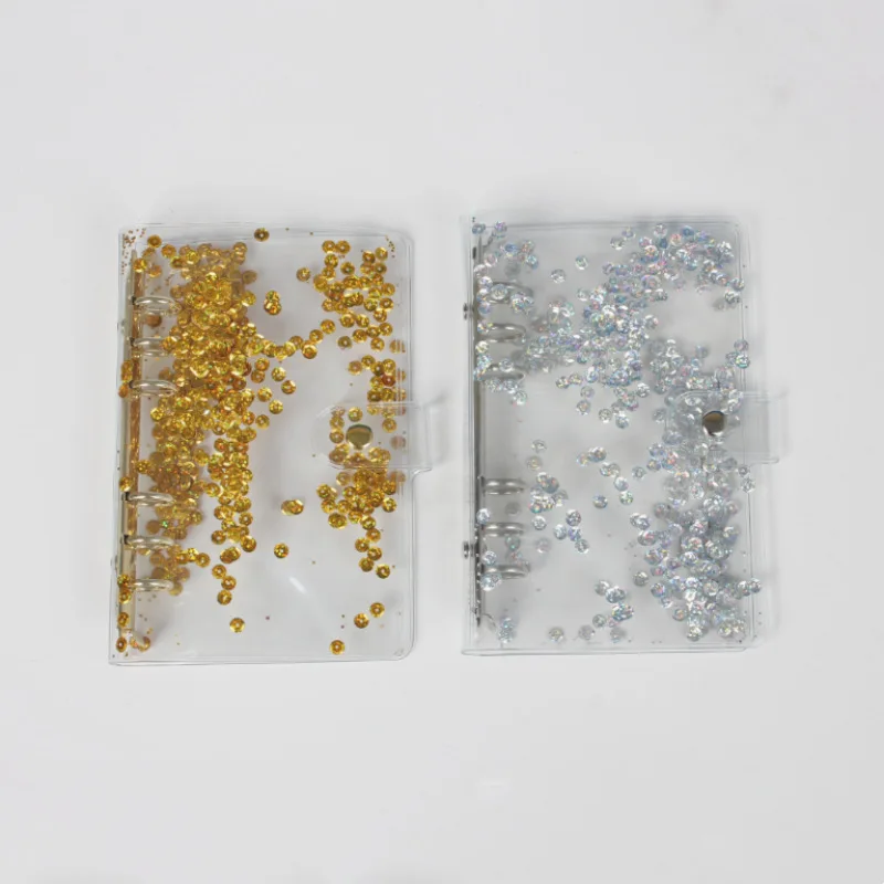 A6 Gold Sliver Transparent Loose-leaf Hand Book Student Notebook Ring Binder Kawaii School Supplies