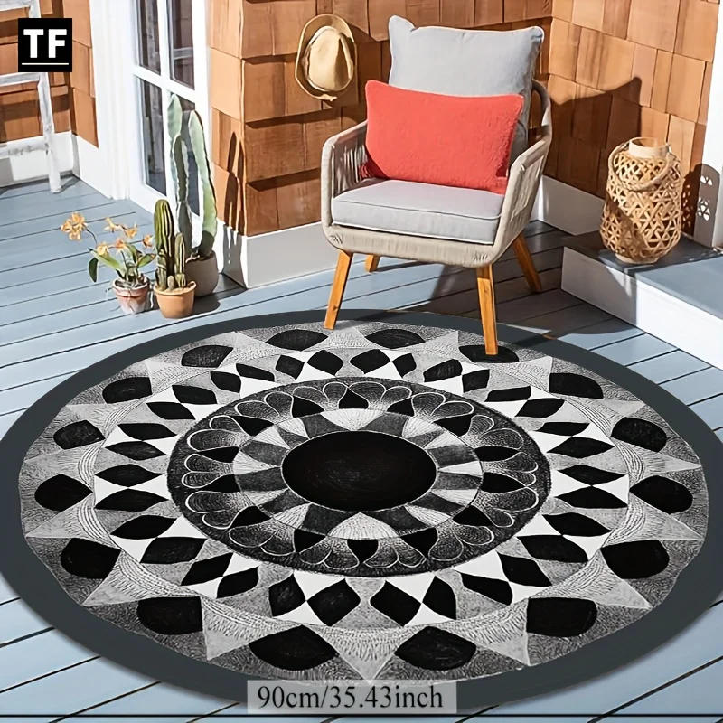 

Crystal velvet carpet1pc crystal velvet round carpet/rug/mat, with simple geometric pattern/flower pattern, soft color, natural