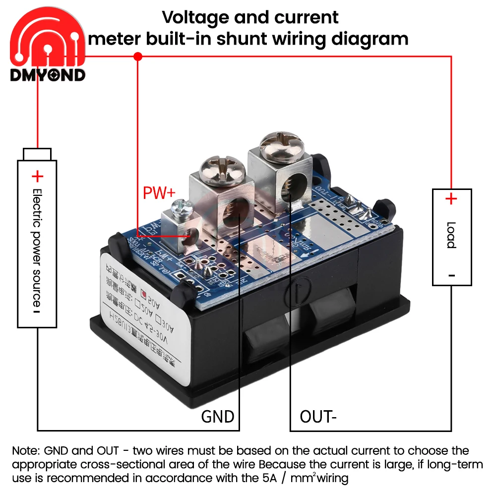 Cyfrowy woltomierz Amperomierz DC 4.5V-30V 30A 50A Podwójny wyświetlacz LED Napięcie miernik prądu Volt Amp Panel Monitor Czerwony i Czerwony