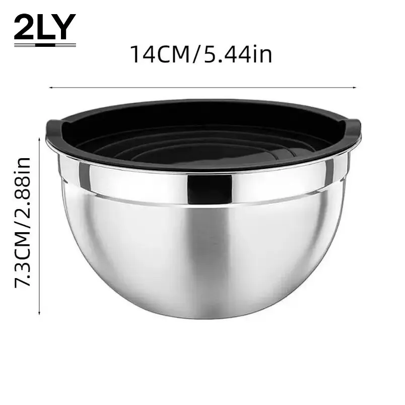 Thickened Stainless Steel Mixing Bowls Set with Lids, Kitchen Salad Bowl Dough Kneading Basin for Baking Cake Cooking Food Stora