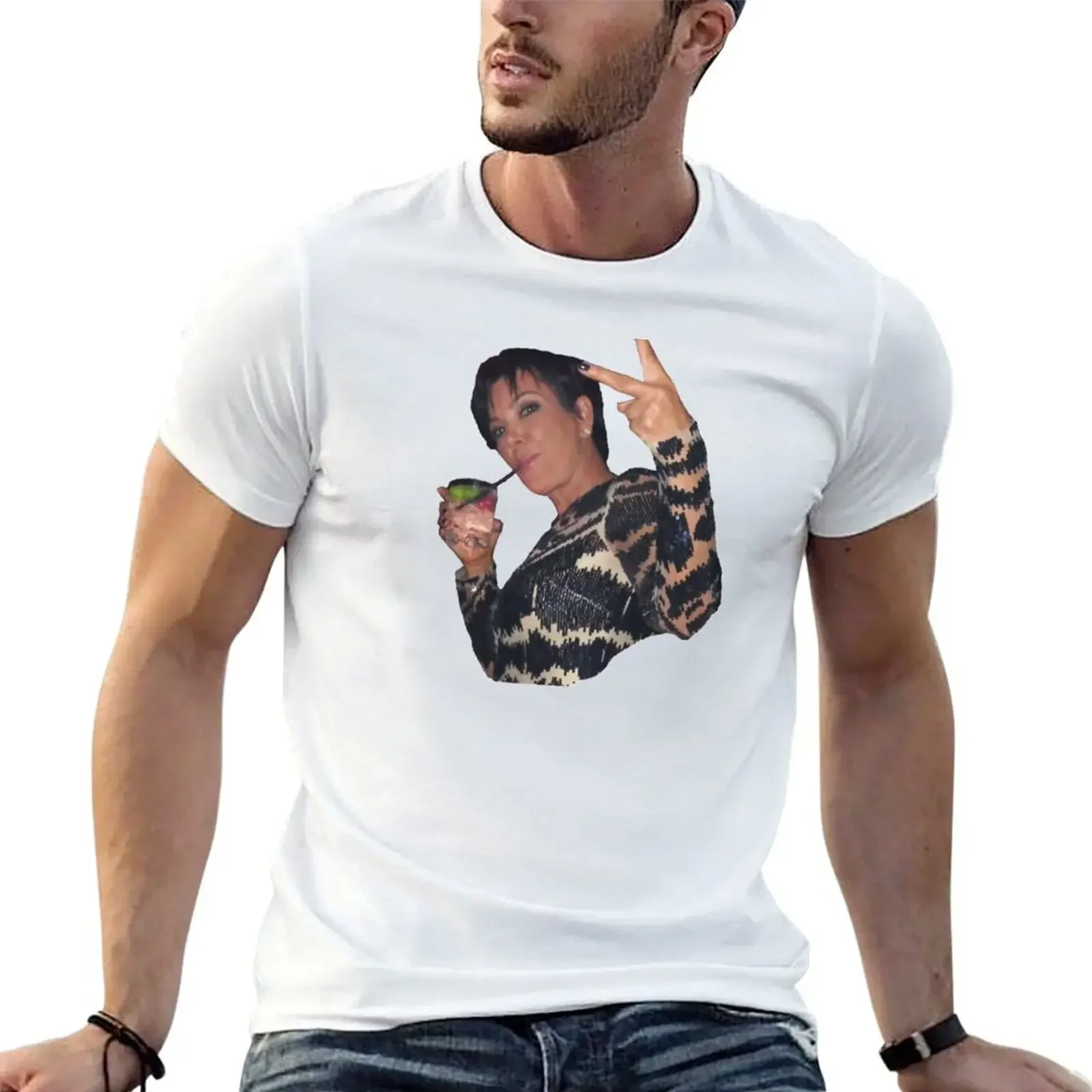 Kris Jenner Meme Drunk Peace Sign T-Shirt blacks cute tops tops Men's clothing