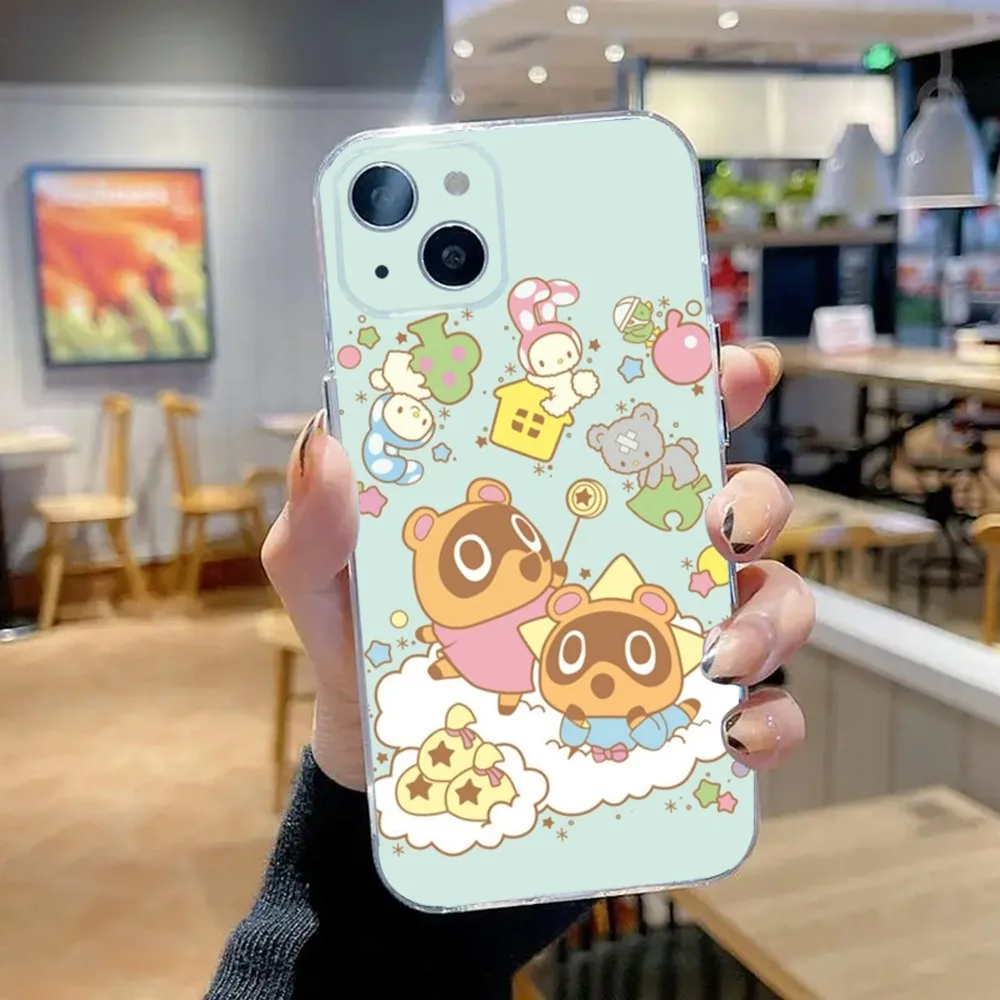 Animals Game Crossing Phone Case For iPhone 15,14,13,12,11 Plus,Pro,Max,XR,XS,X,7,8 Plus,SE,Mini Transparent Silicone Soft