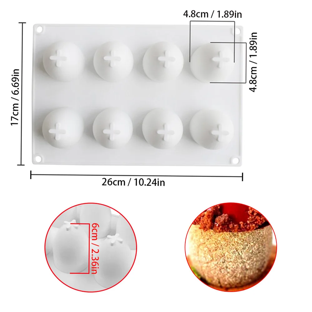 6 cells Large Mushroom Silicone Mousse Molds Easter Egg Sphere Cake Decorating Tools Cake Molds for Baking Chocolate Resin Molds