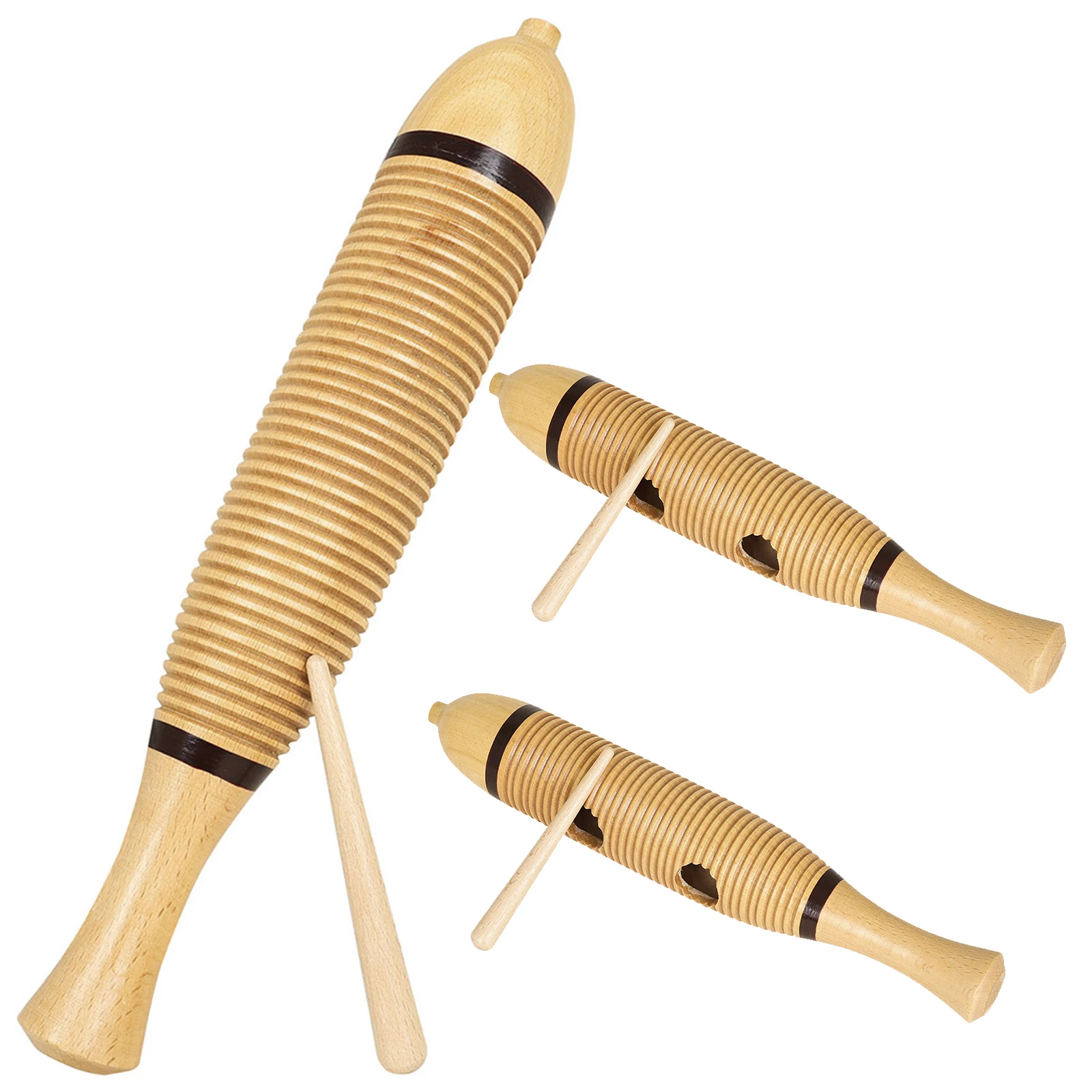 Musical Instrument Groups - 35cmの木製魚型楽器。手持ち式の木製ギロで、リズム練習やグループ演奏に最適。音楽教育用楽器アクセサリー。
