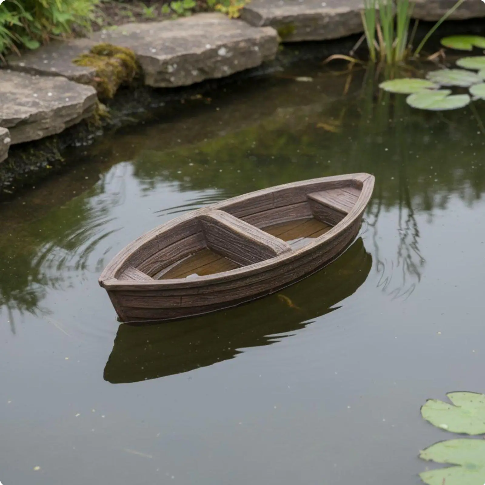 Floating Pond Boat Detailed Resin Rustic Canoe Buoyant Mini Pond Accessories Garden Water Feature Decor for Aquarium Landscape
