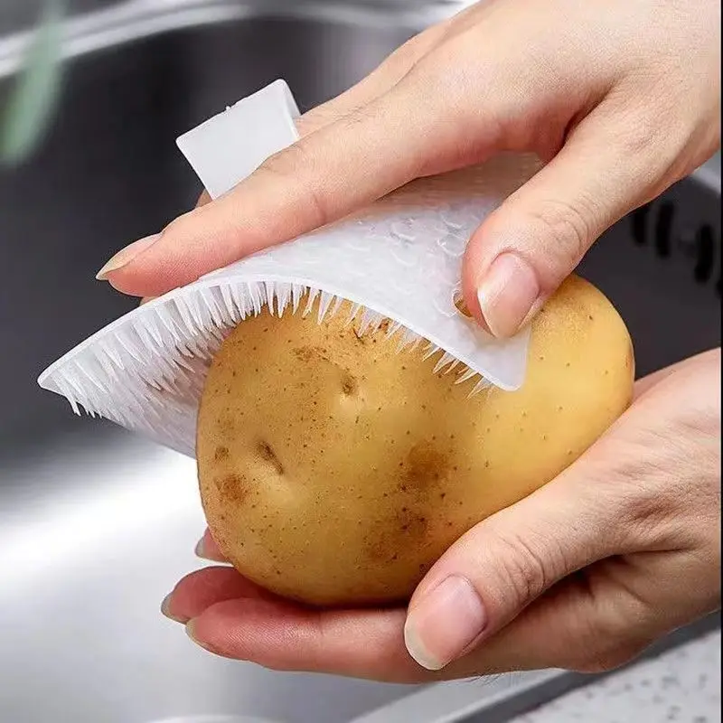 Soft Fruit Vegetable Brush Multifunctional Potato Root to Mud Brushes Kitchen Wash Gadgets Household Dishwashing Cleaning Tools