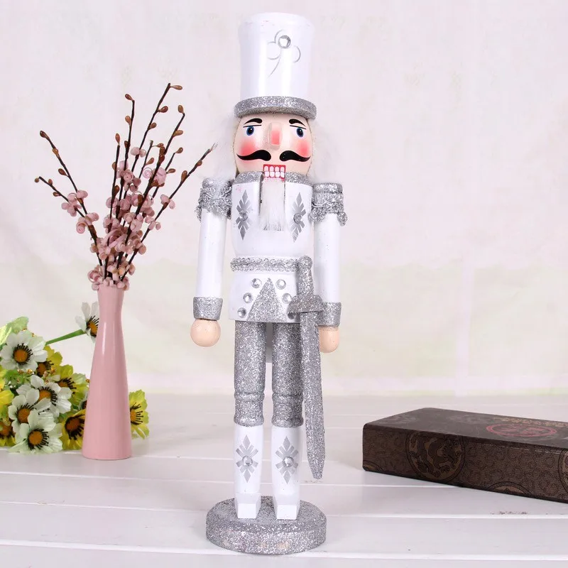 30cm Hot Selling New Sparkling Gold And Silver Soldiers Nutcracker Movable Christmas Doll Puppets Gifts Ht083