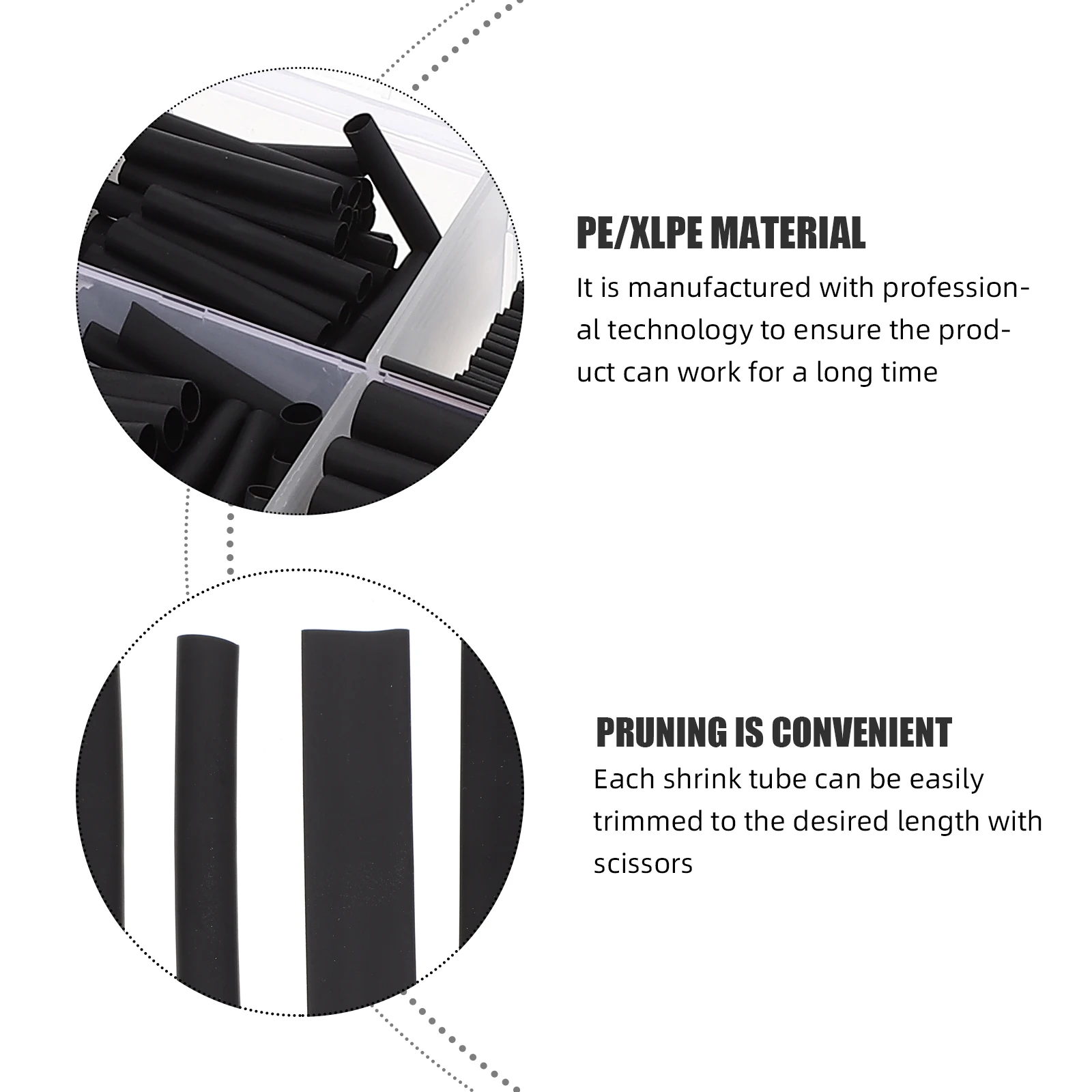 

Heat Shrink Tubing Wire Kit Assorted Cable Sleeving Tube Black Insulation DIY Electrical Repair Protection Cable Joints Daily