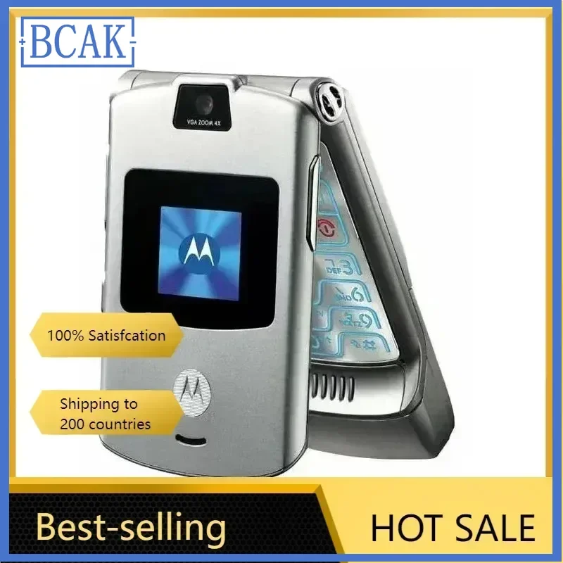 MOTOROLA RAZR V3 Refurbished Hight Quality Unlocked Clamshell Bluetooth Mobile Cell Phone GSM 1.23 MP Camera 850/900/1800/1900