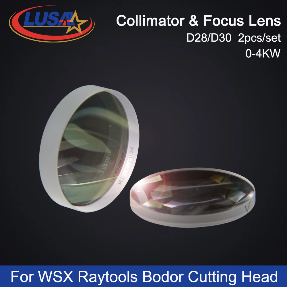 

LUSAI Laser Collimator & Focusing Lens D28 D30 F75/F100/F125/F150/F155/F200 2Pcs/Set 1064nm For WSX Raytools Bodor Cutting Heads