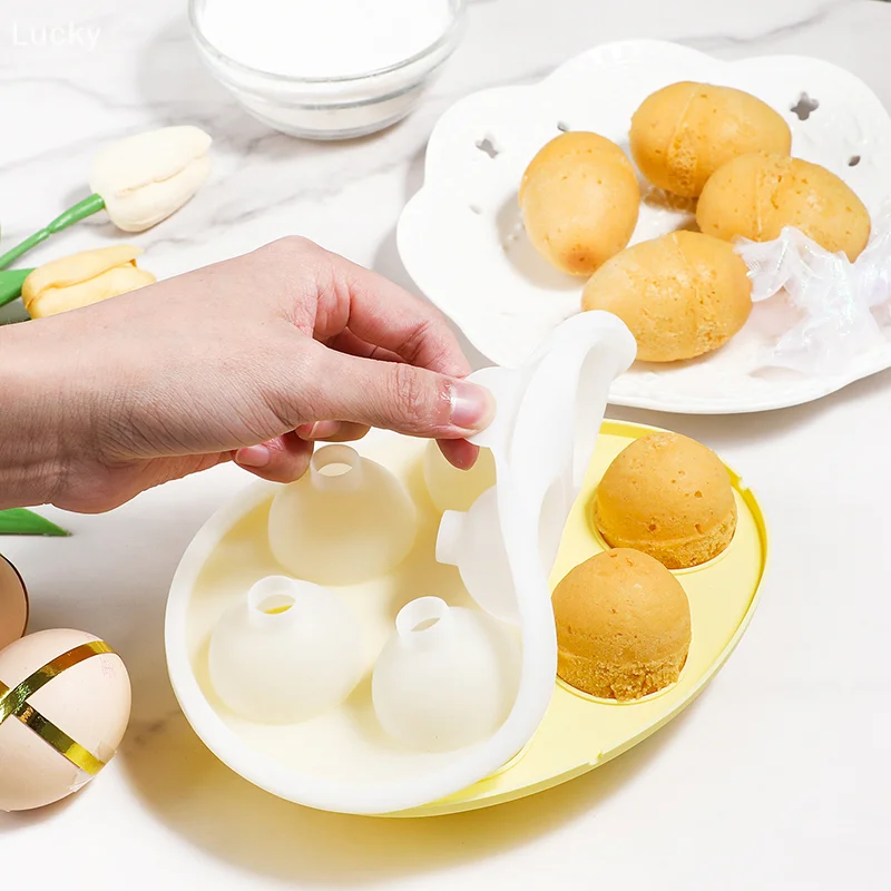6 Cavity 3D Easter Egg Shape Silicone Cake Mold Chocolate Cake Mould Easter Egg Decoration French Mousse Decorating Tools