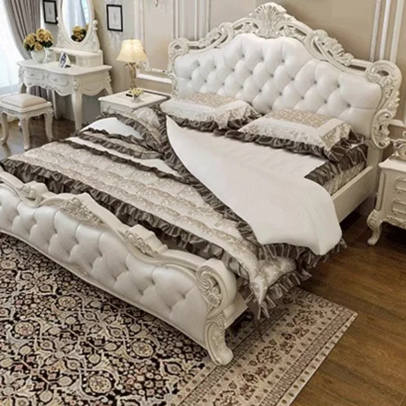 

European Trendy Modern Internal Bed Wedding Bedroom Design Leisure Bed Aesthetics Sleeping Unique Matrimoniale Home Furniture