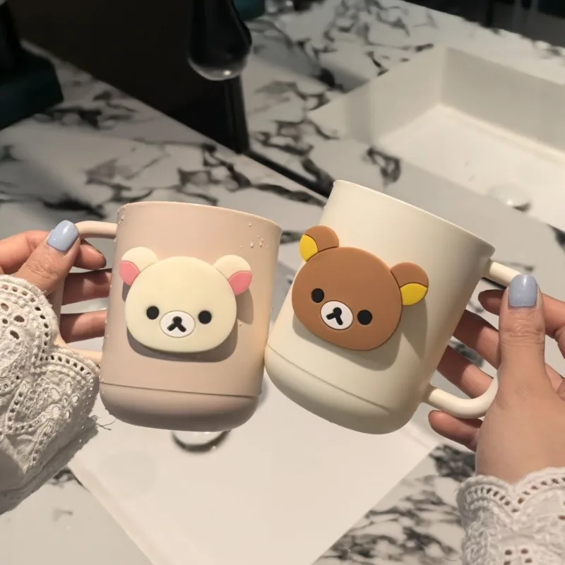 

New Lazy Bear Cup Stickers Rilakkuma Patterned Bathroom Cup Travel-friendly Toothbrush Cup Cute Bear Cup Stickers Cup Fashion