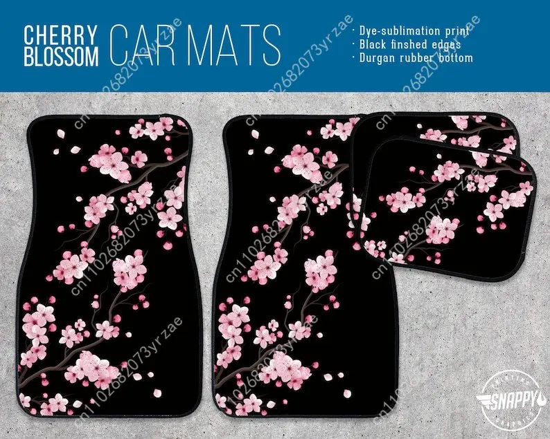 

Cherry Blossom 4pcs Universal Car Floor Mats All-Season Fashionable Auto Interio Absorbent Non-Slip Washable Car Floor Mats