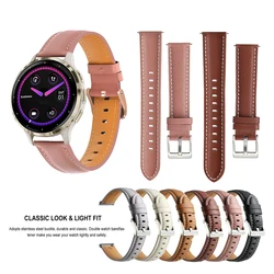 18mm 20mm 22mm Leather Band Strap For Garmin Venu 3 2s / Sq 2 / 55 165 245 255 265 255s 265s / Vivoactive 3 4 4S 5 / Active S