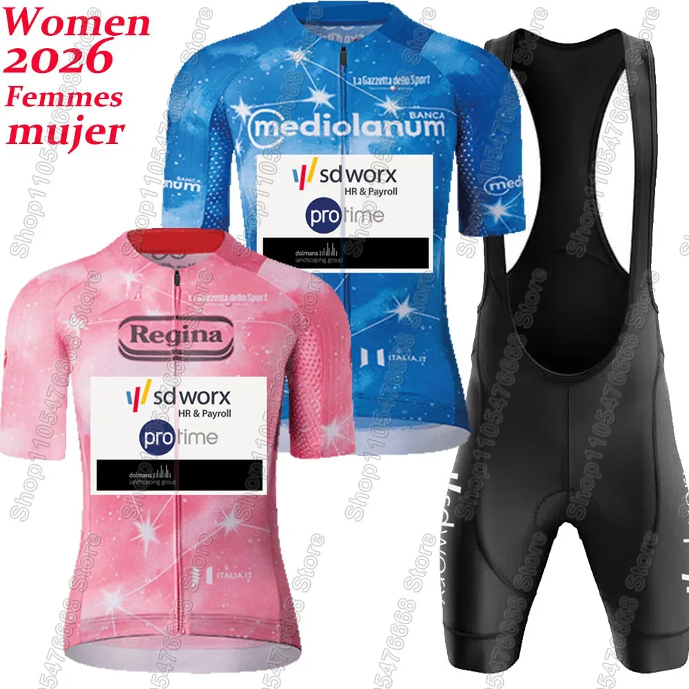 Conjunto de Jersey de Ciclismo SD Worx 2026 para Mujer, Ropa de Ciclismo para el Tour de Italia, Camiseta de Ciclismo de Carretera, Traje con Culotte de Ciclismo, Maillot MTB