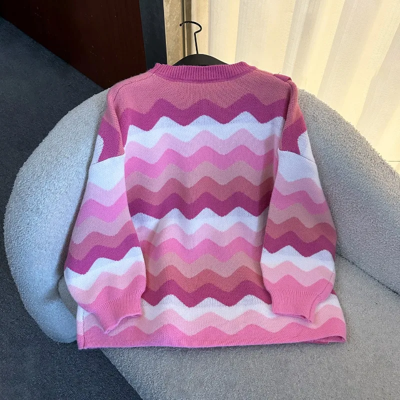 2025 خريف جديد وهمية قطعتين حزام س الرقبة محبوك سترة السيدات فضفاضة عادية الشباب الحلو Y2k البلوز معطف تريكو