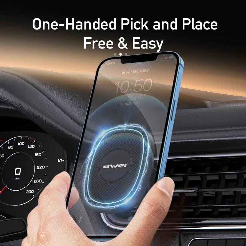 Awei X21 حامل هاتف السيارة المغناطيسي حامل 360 درجة خلية الهاتف المحمول تنفيس الهواء المغناطيس جبل مشبك السيارة دعم آيفون/شاومي