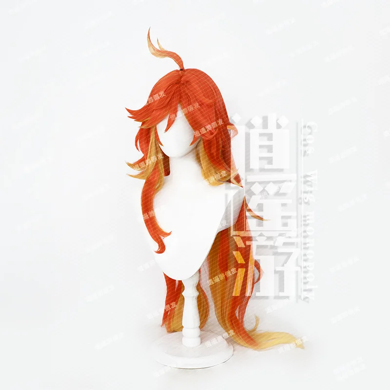 Genshin Impact Natlan Pyro Archon Cosplay Wig Simulation Scalp Top Gradient Long Hair Halloween Gift