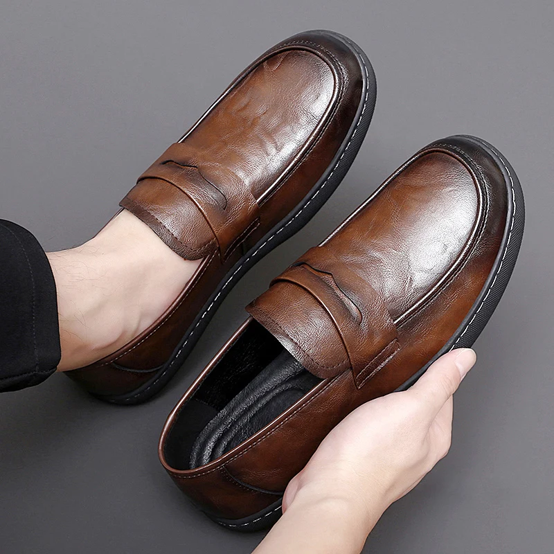 

Mens Tassel Loafers Cowhide Formal Shoes Soft Comfortable Driving Shoes Simple Slip On Men's Casual Shoes Zapato Hombre